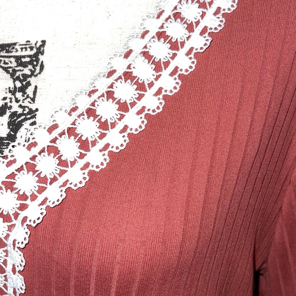 Beautiful Spring/Fall Blouse with Crochet V-Neck trim Babydoll Style! - Picture 2 of 16